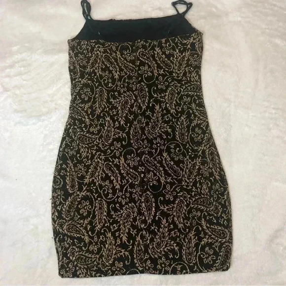 XS Black and Gold Shimmer New Years Eve Mini Dress​ - Picture 2 of 5